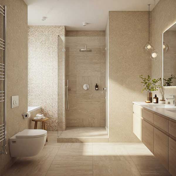 Bej Banyo Dekorasyonu