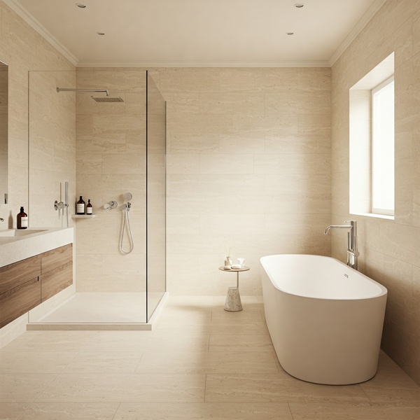 Krem Banyo Dekorasyonu • White Design
